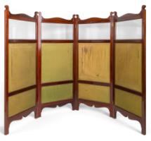 E. W. Godwin Attributed, Anglo-Japanese Four-fold Screen with Japanese Silk Scenes - Thumbnail 18