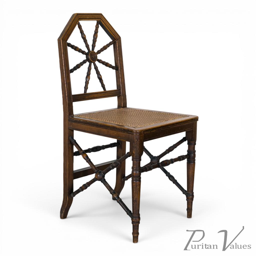 E. W. Godwin Attributed, Made by William Watt, Aesthetic Cane Seat Side Chair