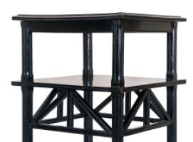 Daniel Cottier, Anglo-Japanese Ebonised Two-Tier Side Table with Thebes Style - Thumbnail 2