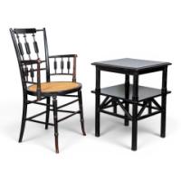 Daniel Cottier, Anglo-Japanese Ebonised Two-Tier Side Table with Thebes Style - Thumbnail 10