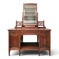 E. W. Godwin Attributed, Aesthetic Movement Walnut Dressing Table with Mirror