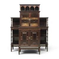 E. W. Godwin made by Collinson & Lock. Aesthetic Movement Rosewood Cabinet. - Thumbnail 1