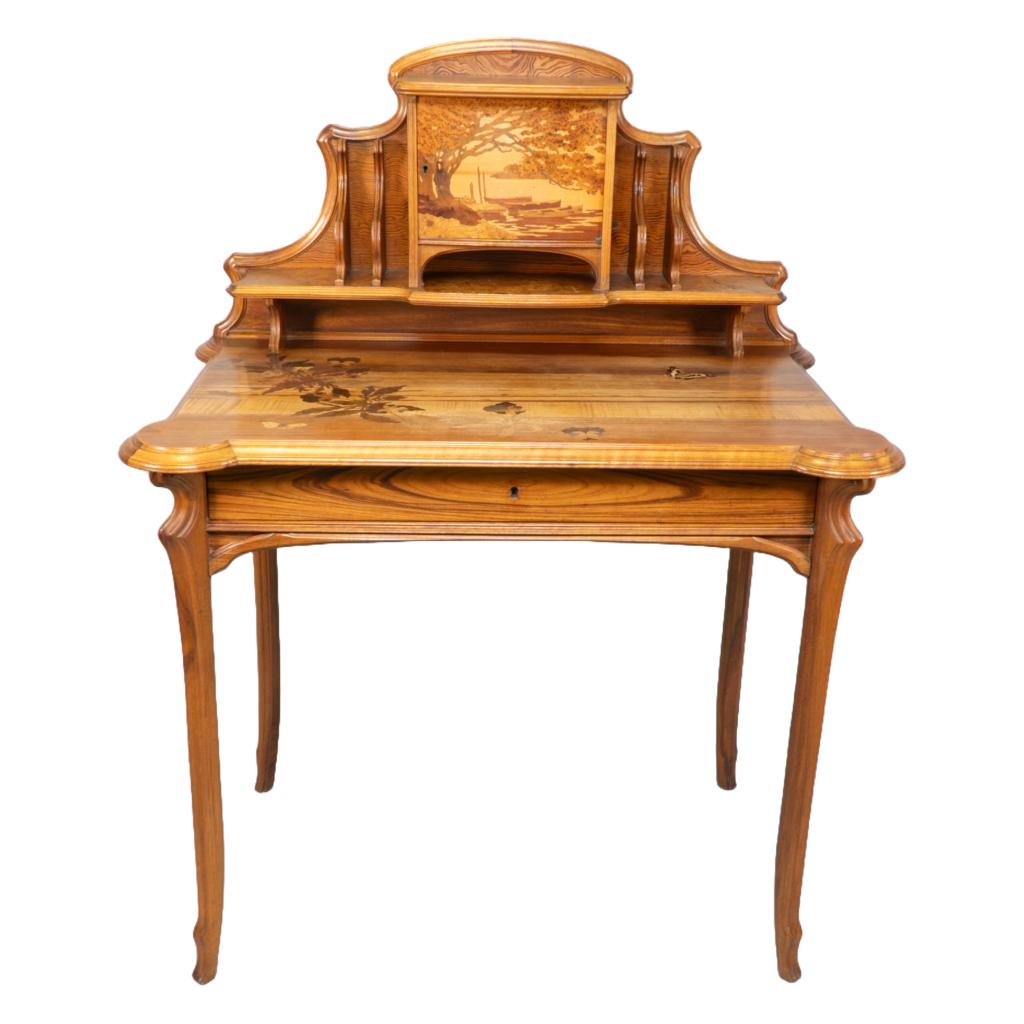 Emile Galle, Emile Galle. An Art Nouveau Walnut desk.