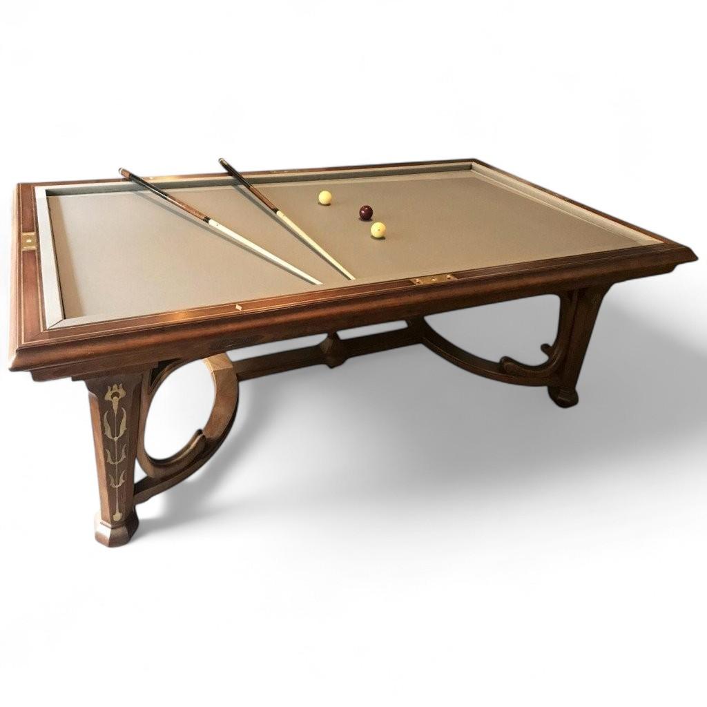 Emile Hurtre an Art Nouveau Billiard Table Made by E. Gueret Medaille D Or, 1889