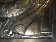 Margaret Gilmour. exceptional and large Glasgow School brass wall clock - Thumbnail 11