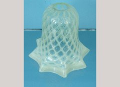 Arts & Crafts Cross-Hatched Vaseline Glass Shade - Thumbnail 2