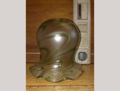 Arts & Crafts, c.1910 Pair of Hand Blown Green Swirl Glass Shades - Thumbnail 4