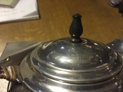 W. A. S. Benson. Rare silver tea pot with wickerwork handle - Thumbnail 3