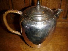 W. A. S. Benson. Rare silver tea pot with wickerwork handle - Thumbnail 5