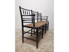 Morris & Co. A rare and exceptional museum quality ebonised Sussex three seat settee - Thumbnail 6