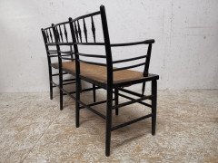 Morris & Co. A rare and exceptional museum quality ebonised Sussex three seat settee - Thumbnail 10