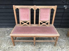Wylie & Lochhead, attributed. Three Arts Crafts Matching Oak Settles with Shaped Back - Thumbnail 8