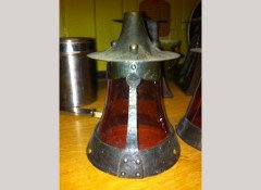 A Good Set of Three Arts & Crafts Hand Hammered Conical Shaped Ceiling Lights - Thumbnail 5