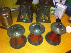 A Good Set of Three Arts & Crafts Hand Hammered Conical Shaped Ceiling Lights - Thumbnail 3
