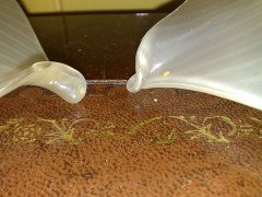 Pair of Lily-Shaped Vaseline Glass Shades with Flared Rims - Thumbnail 5
