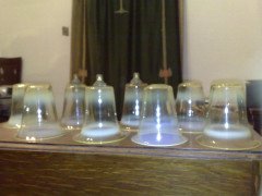 Rare set of eight Vaseline shade - Thumbnail 1