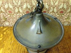 A little Arts and Crafts copper lantern with frosted glass  - Thumbnail 3