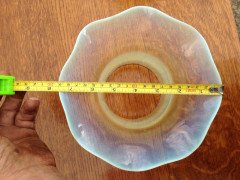 Vaseline Glass Oil Lamp Shade with Flared Frill Rim c.1900 - Thumbnail 8