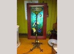 W. A. S. Benson. An Arts & Crafts brass four leg table lamp - Thumbnail 2