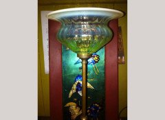 W. A. S. Benson. An Arts & Crafts brass four leg table lamp - Thumbnail 3