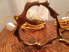 W. A. S. Benson. Rare pair of swan shaped table lights with mistletoe leaf and berry bases. - Thumbnail 7