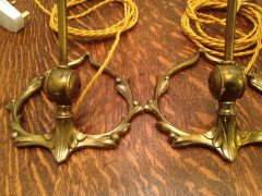 W. A. S. Benson. Rare pair of swan shaped table lights with mistletoe leaf and berry bases. - Thumbnail 8