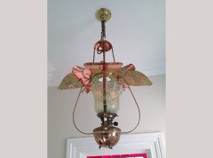 W. A. S. Benson. A rare copper and brass lantern with large reflector in the shape of petals - Thumbnail 2