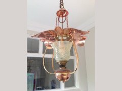 W. A. S. Benson. A rare copper and brass lantern with large reflector in the shape of petals - Thumbnail 3