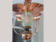 W. A. S. Benson. A rare copper and brass lantern with large reflector in the shape of petals - Thumbnail 4