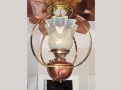 W. A. S. Benson. A rare copper and brass lantern with large reflector in the shape of petals - Thumbnail 4