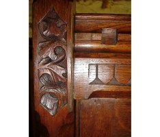 A. W. N. Pugin for J G Crace. important Gothic Revival Oak treble wardrobe of superior quality - Thumbnail 9