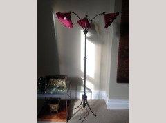 W. A. S. Benson. Rare three branch adjustable standard lamp with extending and inverting shades - Thumbnail 2