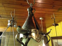 An Arts & Crafts silver plated lantern with floral Vaseline shade. - Thumbnail 10