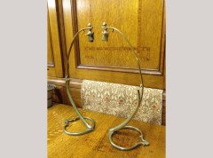 W. A. S. Benson. A pair of brass swan table lamps with heart shaped bases. - Thumbnail 3