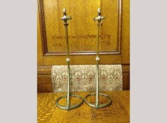 W. A. S. Benson. A pair of brass swan table lamps with heart shaped bases. - Thumbnail 4