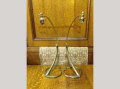 W. A. S. Benson. A pair of brass swan table lamps with heart shaped bases. - Thumbnail 5