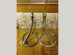 W. A. S. Benson. A pair of brass swan table lamps with heart shaped bases. - Thumbnail 6