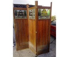 C. F. A Voysey for Liberty & Co. iconic Arts & Crafts Oak three fold screen Wyburd Studio's - Thumbnail 5