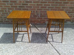 Wylie & Lochhead. A Well-Crafted pair of Arts & Crafts Oak Inlaid side tables and one other - Thumbnail 3