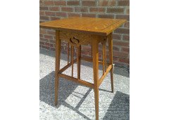 Wylie & Lochhead. A Well-Crafted pair of Arts & Crafts Oak Inlaid side tables and one other - Thumbnail 4
