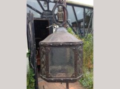 An Arts & Crafts hand forged iron lantern - Thumbnail 1