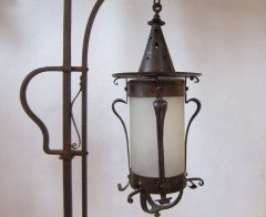 An Arts & Crafts adjustable iron standard lamp - Thumbnail 4