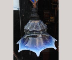 A pair of Arts & Crafts copper wall lights with peacock blue enamel heart shaped back plates. - Thumbnail 7