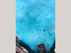 A pair of Arts & Crafts copper wall lights with peacock blue enamel heart shaped back plates. - Thumbnail 9