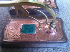A set of three Arts & Crafts copper wall lights with Ruskin squares - Thumbnail 2