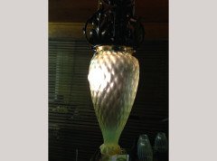 An Arts & Crafts copper pendant retaining the original Vaseline shade - Thumbnail 4