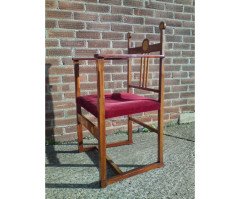 J. S. Henry Attributed, an Arts & Crafts Armchair with stylised floral inlays - Thumbnail 5