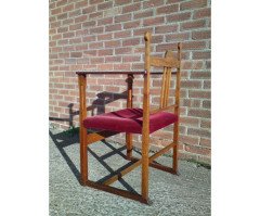 J. S. Henry Attributed, an Arts & Crafts Armchair with stylised floral inlays - Thumbnail 6