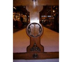 A. W. N. Pugin for Gillows. A Gothic Revival two drawer leather writing table - Thumbnail 3
