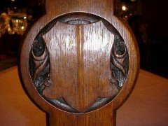A. W. N. Pugin for Gillows. A Gothic Revival two drawer leather writing table - Thumbnail 4